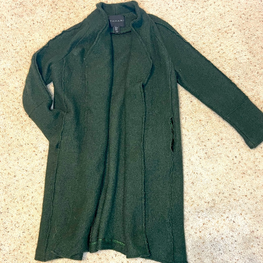 Green Tahari wool long coat